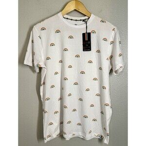 Free Planet‎ Love Is Love Rainbow All Over Print Shirt White Mens Size S Unisex